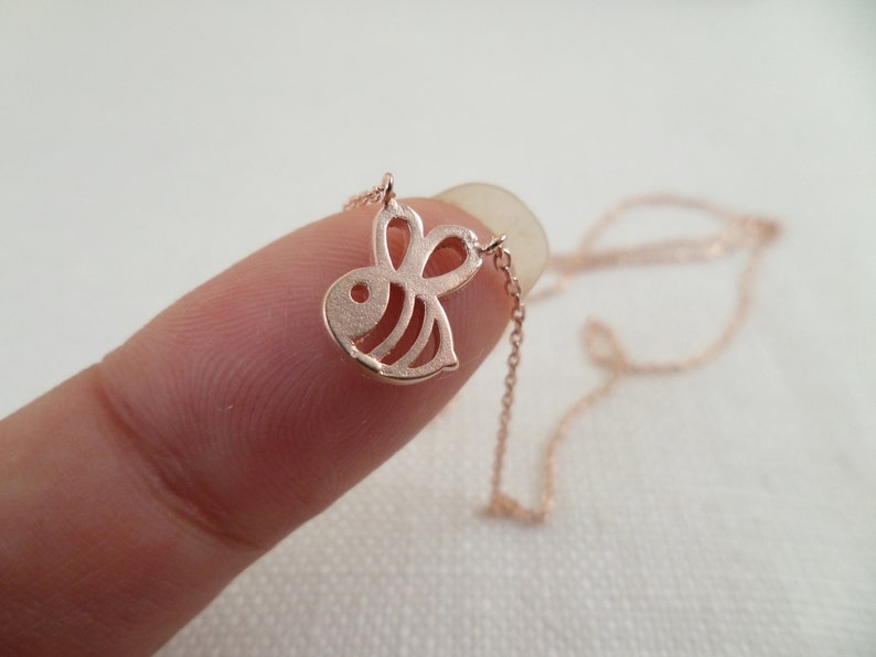 Teeny Tiny Honey Bee Necklace, Bumble Bee necklace, Gold, Rose, Gold or Silver Bee necklacesimple and dainty, everyday necklace image 3