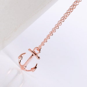 Gold, Rose Gold, or Silver Ships Anchor Necklace