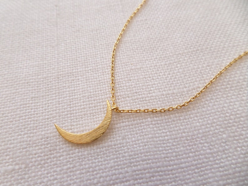 Tiny Gold, Silver or Rose Gold Crescent moon necklace.... dainty and delicate, birthday, wedding, bridesmaid gift image 5