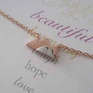 Collier Tiny Mountain, or Rose or ou argent, collier montagne enneigée, délicat, simple, anniversaire, mariage, demoiselle d&#39;honneur