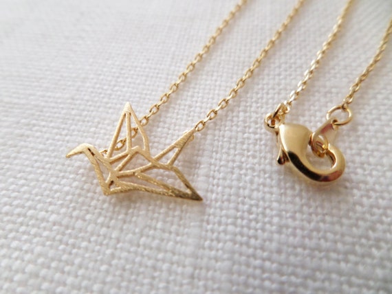 Gold Rose Gold Oder Silber Origami Kranich Kette Zierliche Halskette Jeden Tag Einfach Geburtstagsgeschenk