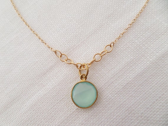 Items similar to Genuine Teal Chalcedony on Gold Filled Chain ...