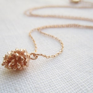 Tiny Gold or Rose Gold Pine Cone necklace