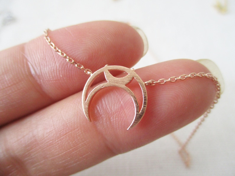 Tiny Gold, Silver or Rose Gold Crescent moon necklace.... dainty and delicate, birthday, wedding, bridesmaid gift image 1