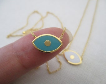 Collar con pequeño ojo turco, collar con dije de ojo turco, regalo único, collar de protección, collar delicado, joyería fina, regalo para mejores amigas, cumpleaños