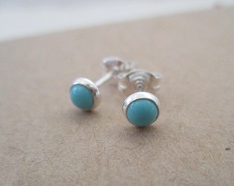 TeenyTeeny Tiny Sterling Silver and Turquoise earrings...dainty, simple and fun