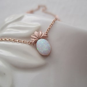 Tiny Pineapple necklace. Rose Gold, Gold, or Silver Pineapple with Opal stone. dainty and delicate, birthday, wedding, bridesmaid gift image 10