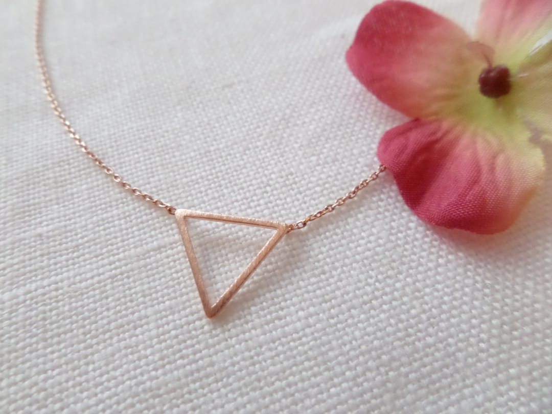 Tiny Gold, Rose Gold or Silver Chevron Triangle Necklace Etsy