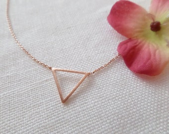 Tiny Gold, Rose gold or Silver chevron triangle necklace