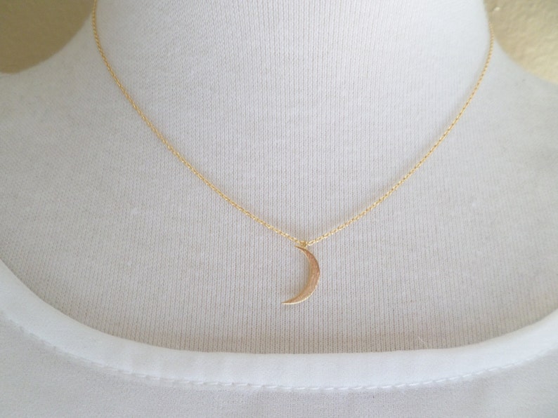 Tiny Gold, Silver or Rose Gold Crescent moon necklace.... dainty and delicate, birthday, wedding, bridesmaid gift image 3