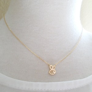 Teeny Tiny Honey Bee Necklace, Bumble Bee necklace, Gold, Rose, Gold or Silver Bee necklacesimple and dainty, everyday necklace image 2