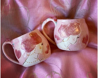 Handmade ceramics pink mugs