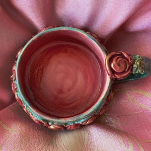 Handmade ceramics mug with roses image 2