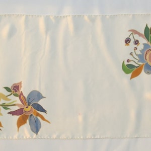White Silk Scarf With Floral Motifs by Folk Art. Hand Painted - Etsy