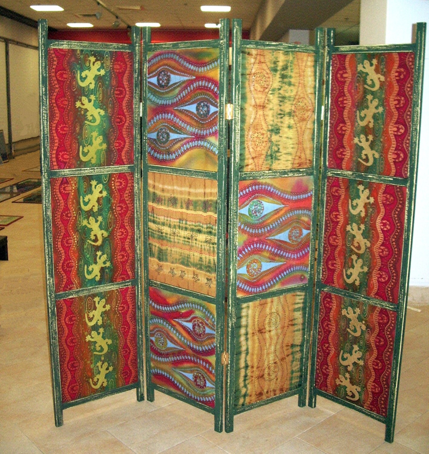 Screen Room Folding Folding Room Divider Africa Painted Cotton Screen