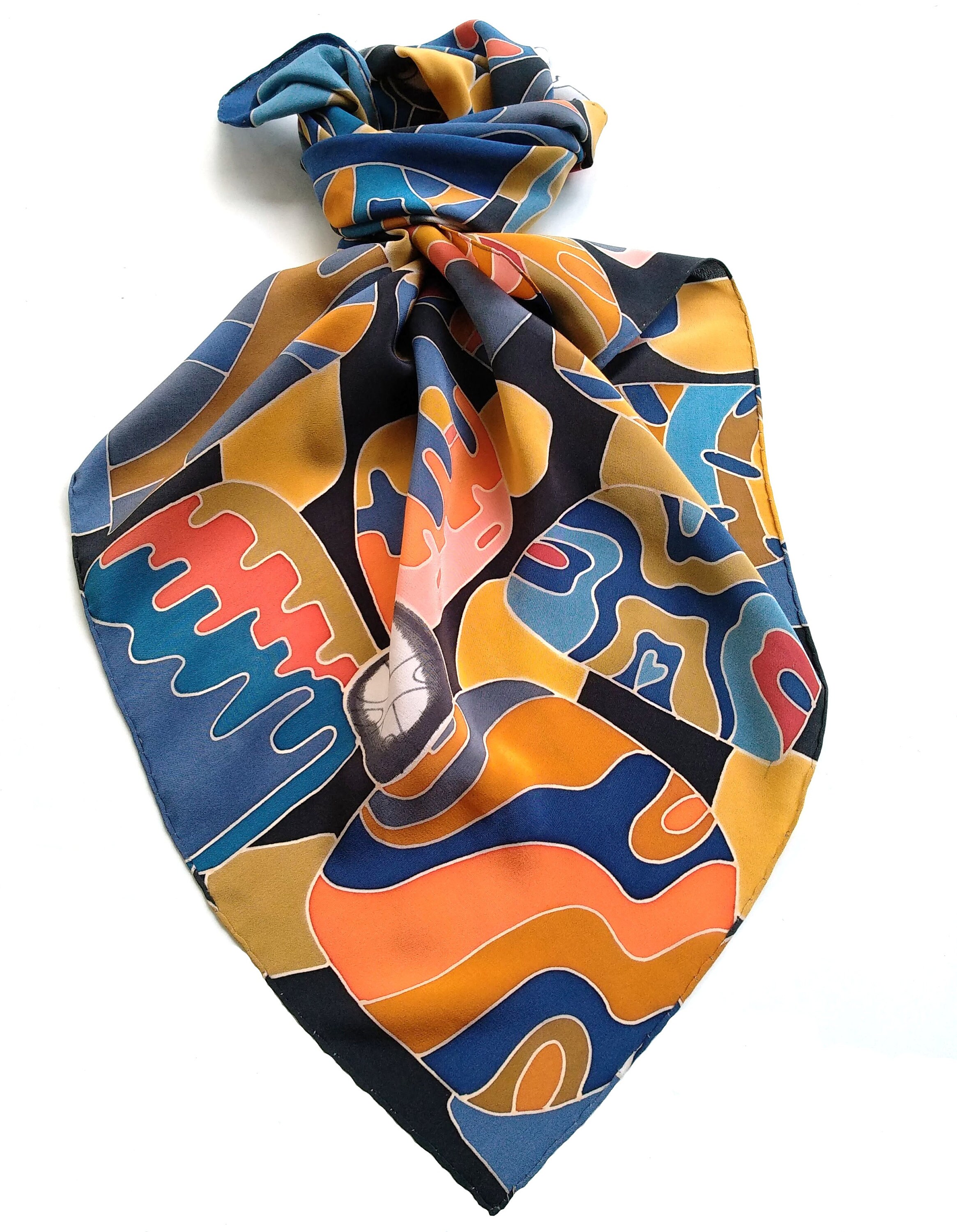 Mosaic Silk Scarf. Tessellation Forms and Lines. Both Sides - Etsy