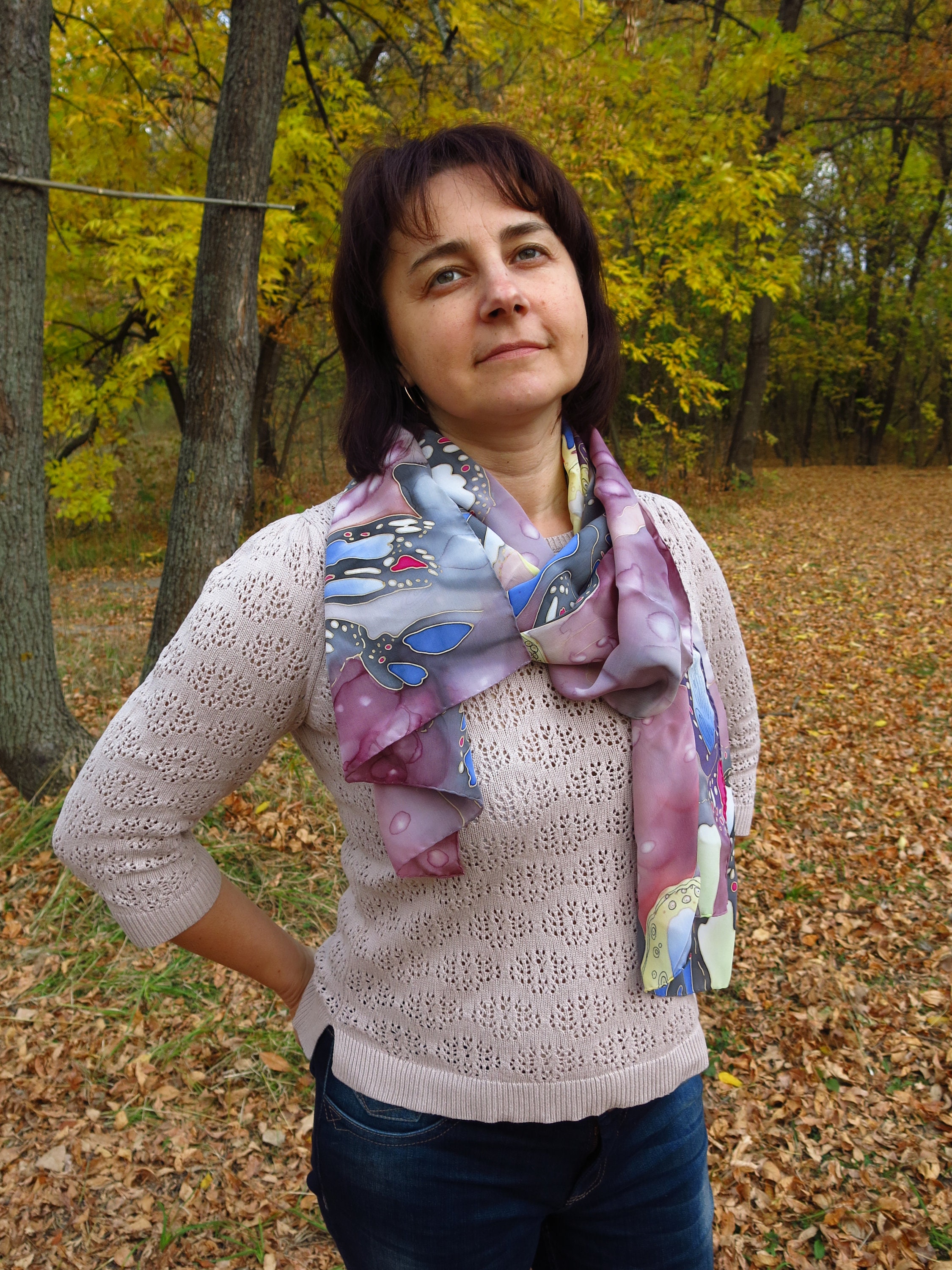 Pink Silk Scarf Dance of Happy Butterflies Hand Painted Silk Etsy