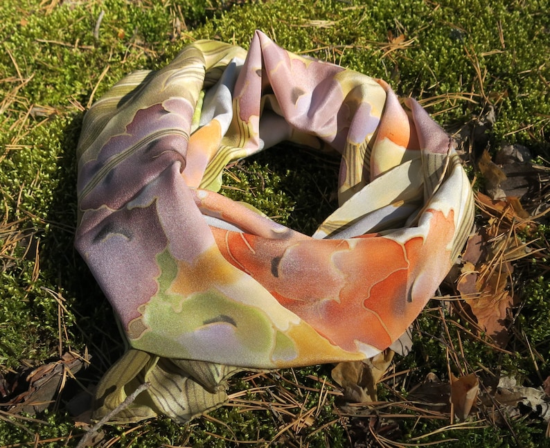 Gladiolus Silk Scarf Light Silk Shawl. Hand Painted Gladiolus Etsy