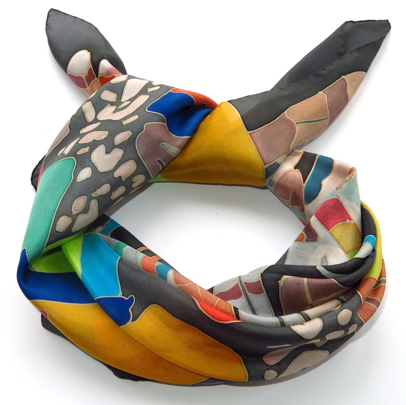 Silk Scarf Africa Black Shawl Hand Painted. Handmade Silk Etsy