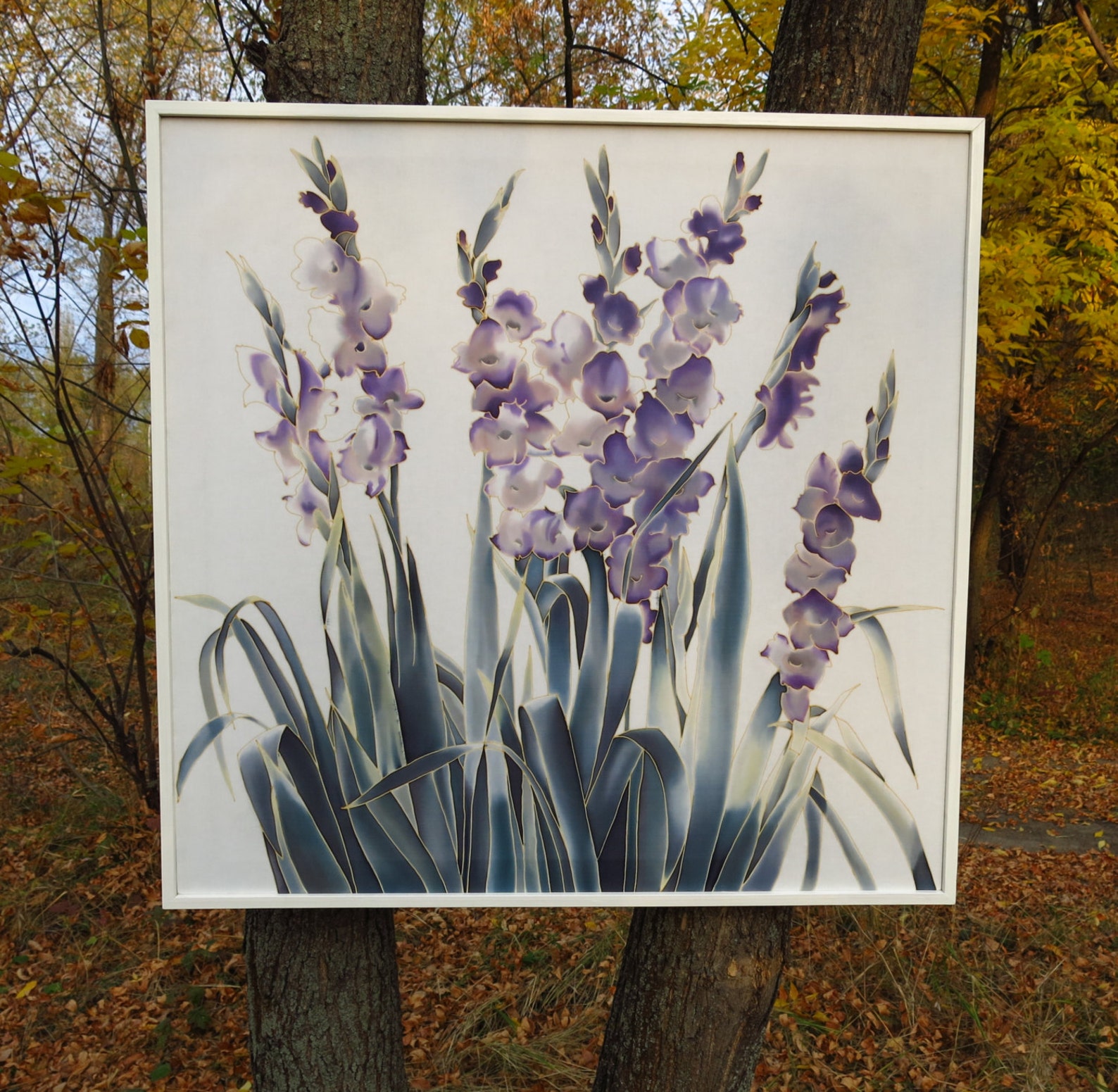 Gladiolus Silk Painting. Hand Painted Silk. Batik Painting on Etsy