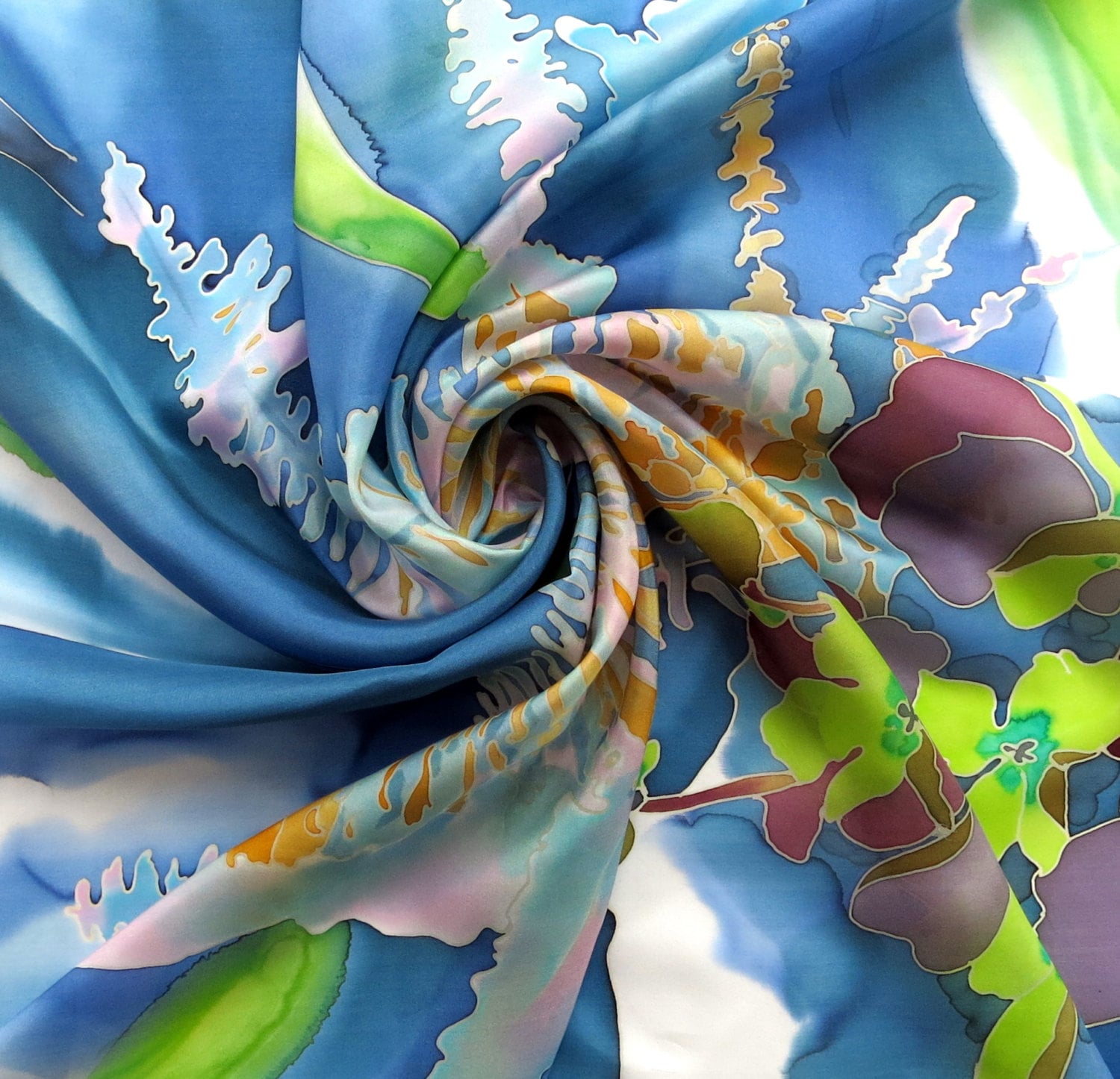 Wild Floral Square Silk Scarf