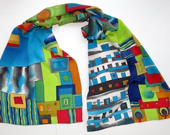 Silk Scarf, Hand-Painted Batik Shawl