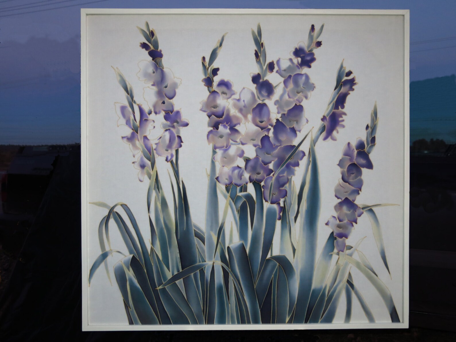 Gladiolus Silk Painting. Hand Painted Silk. Batik Painting on Etsy