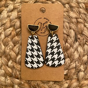 Houndstooth | Polymer clay | Handmade | Lightweight | Statement piece