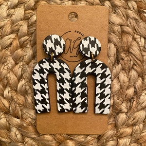 Houndstooth | Polymer clay | Handmade | Lightweight | Statement piece