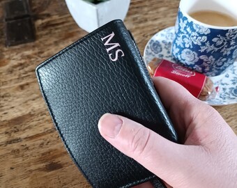 Gift for Mum, Wife, Girlfriend, Personalised Leather RFID Coin Wallet - Small Leather Purse for 7 Cards and an ID Window