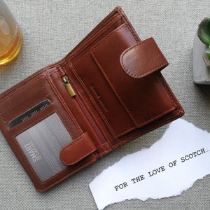 Personalizada com iniciais - Carteira de couro com bloqueio RFID e bolso para moedas, dobrável em couro legítimo - Presente de aniversário, aniversário de casamento, dia dos pais