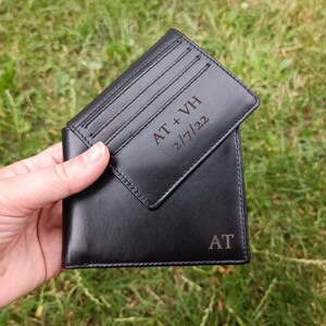 Cartera de cuero personalizada para el Día del Padre, billetera fina para hombre, hecha a mano con tarjetero extraíble, regalo de aniversario de bodas para él.
