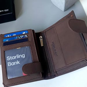 Personalised Leather RFID Wallet for Men, Personalized Gifts for Him, Boyfriend Husband Dad Grandad, Custom Wallets image 3