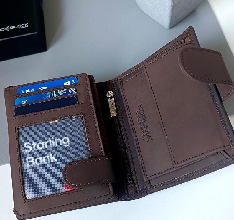 Personalised Leather RFID Wallet for Men, Personalized Gifts for Him, Boyfriend Husband Dad Grandad, Custom Wallets image 3