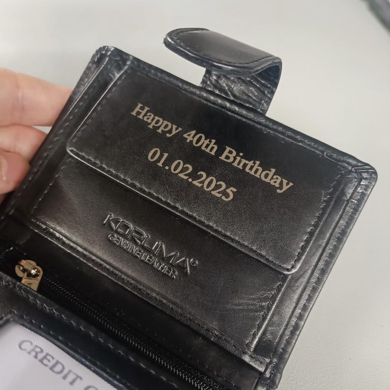 Valentines Day Gift Leather Wallet Men Personalized Gift for Him, Handmade RFID Wallet for Boyfriend Husband Dad Grandad, Custom Wallets Men image 6