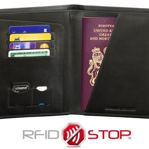Artículos de viaje para él: porta pasaporte personalizado, billetera de viaje, organizador de documentos, regalo personalizado para novio, regalo para el Día del Padre.