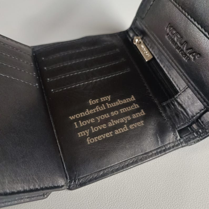 Valentines Day Gift Leather Wallet Men Personalized Gift for Him, Handmade RFID Wallet for Boyfriend Husband Dad Grandad, Custom Wallets Men image 5