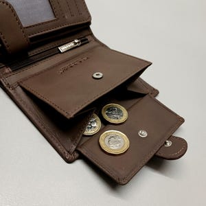Cartera de hombre con monedero, hecha a mano en cuero, regalo personalizado, regalo para el Día del Padre, para esposo, papá y novio.