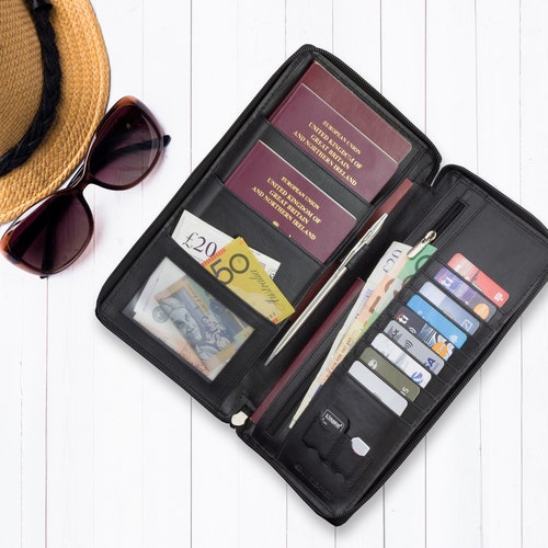 Personalized Travel Wallet Leather Organizer Light Blue Etsy