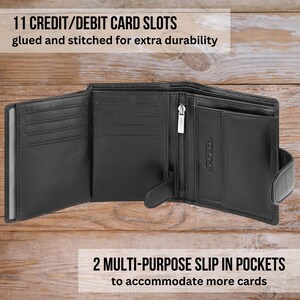 Valentines Day Gift Leather Wallet Men Personalized Gift for Him, Handmade RFID Wallet for Boyfriend Husband Dad Grandad, Custom Wallets Men image 2