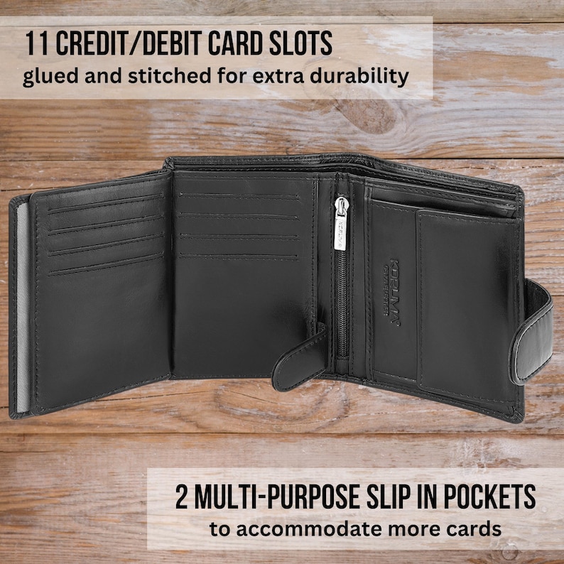 Valentines Day Gift Leather Wallet Men Personalized Gift for Him, Handmade RFID Wallet for Boyfriend Husband Dad Grandad, Custom Wallets Men image 2