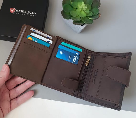Valentines Gift Leather Wallet Men Personalized Gift for Him, Handmade RFID Wallet for Boyfriend Husband Dad Grandad, Custom Wallets for Men
