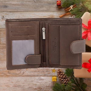 Christmas Gift for Him, Leather Wallet Personalized, Handmade Wallet, Engraved Gift for Boyfriend Dad Husband Grandad