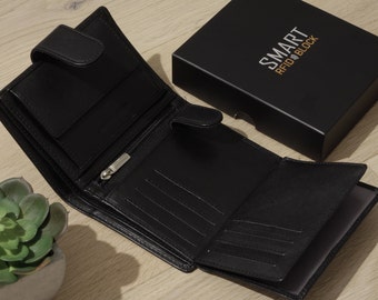 Valentines Day Gift Leather Wallet Men Personalized Gift for Him, Handmade RFID Wallet for Boyfriend Husband Dad Grandad, Custom Wallets Men