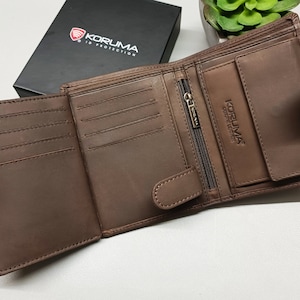 Father's Day Gift, Personalised Wallet Leather RFID Mens Wallet with Coin Pocket, Handmade Boyfriend Gift For Him Gift Anniversary Gifts