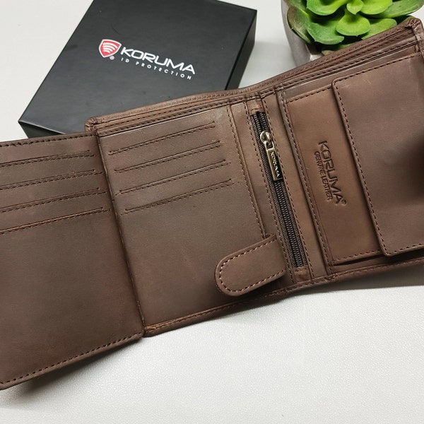 Portefeuille personnalisé en cuir RFID pour homme avec poche pour pièce de monnaie, cadeau petit ami fait main cadeau fête des pères pour lui cadeau homme cadeaux d'anniversaire