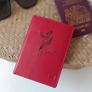 Porta-passaporte personalizado para mulheres, presente de viagem para aniversário, carteira de viagem à prova d'água com bloqueio RFID, capa de passaporte fofa
