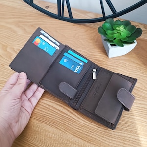 Personalised Wallet for Men, Genuine Leather RFID Wallet, Men's Wallet, Gift for Him, Boyfriend, Husband, Dad, Handmade Father's Day Gift