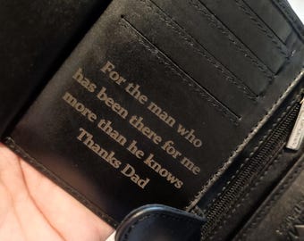 Gepersonaliseerde portemonnee, echt zacht leer, lasergegraveerd, op maat gemaakte handgemaakte portemonnee cadeau voor vader, opa, stiefvader