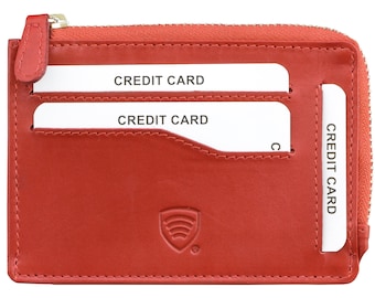 Leather Coin Purse - Personalized Gifts for Her - RFID Card Holder - Personalised Slim Wallet for Women